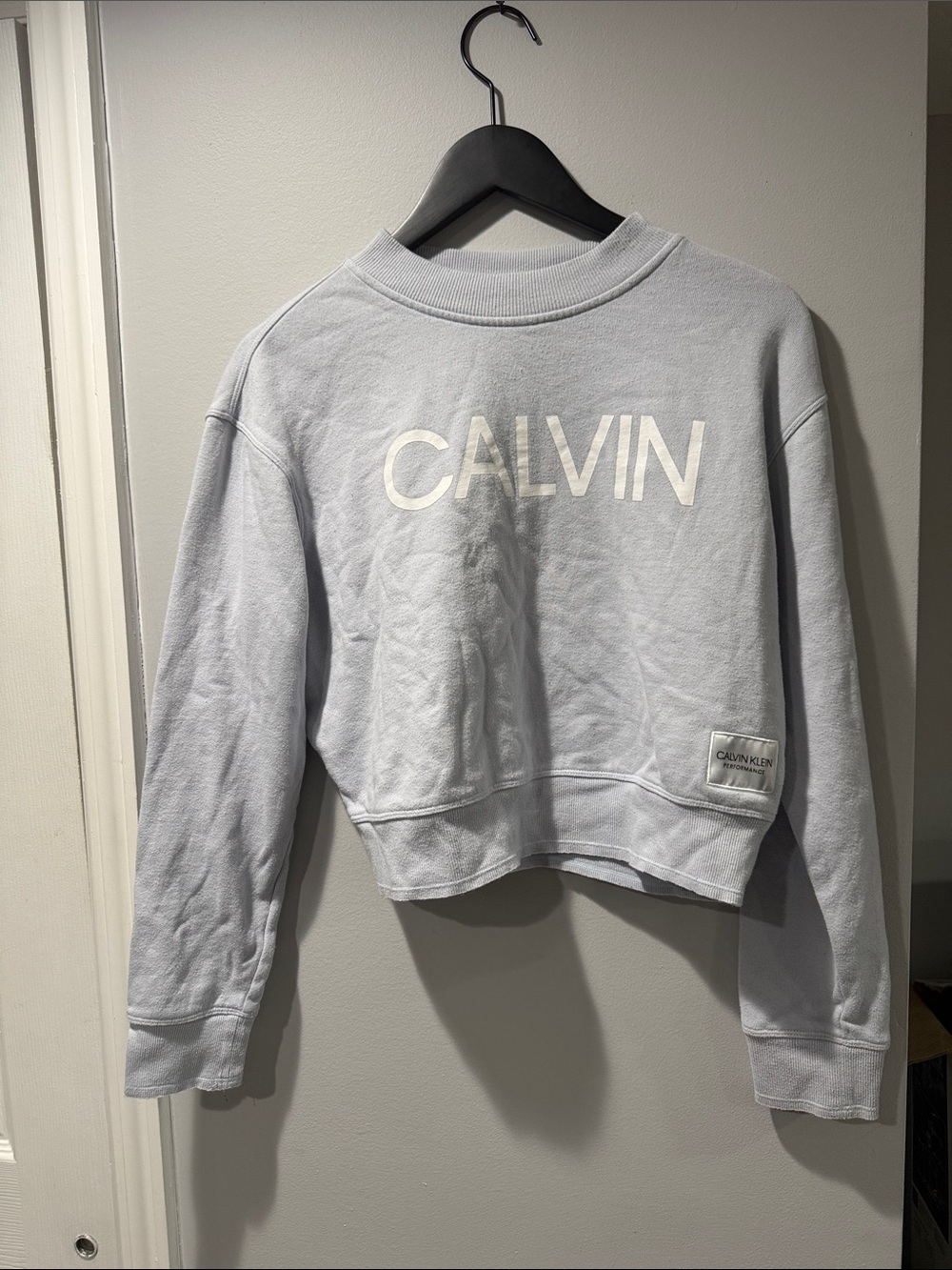 Calvin Klein Light Blue Cropped Logo Sweatshirt